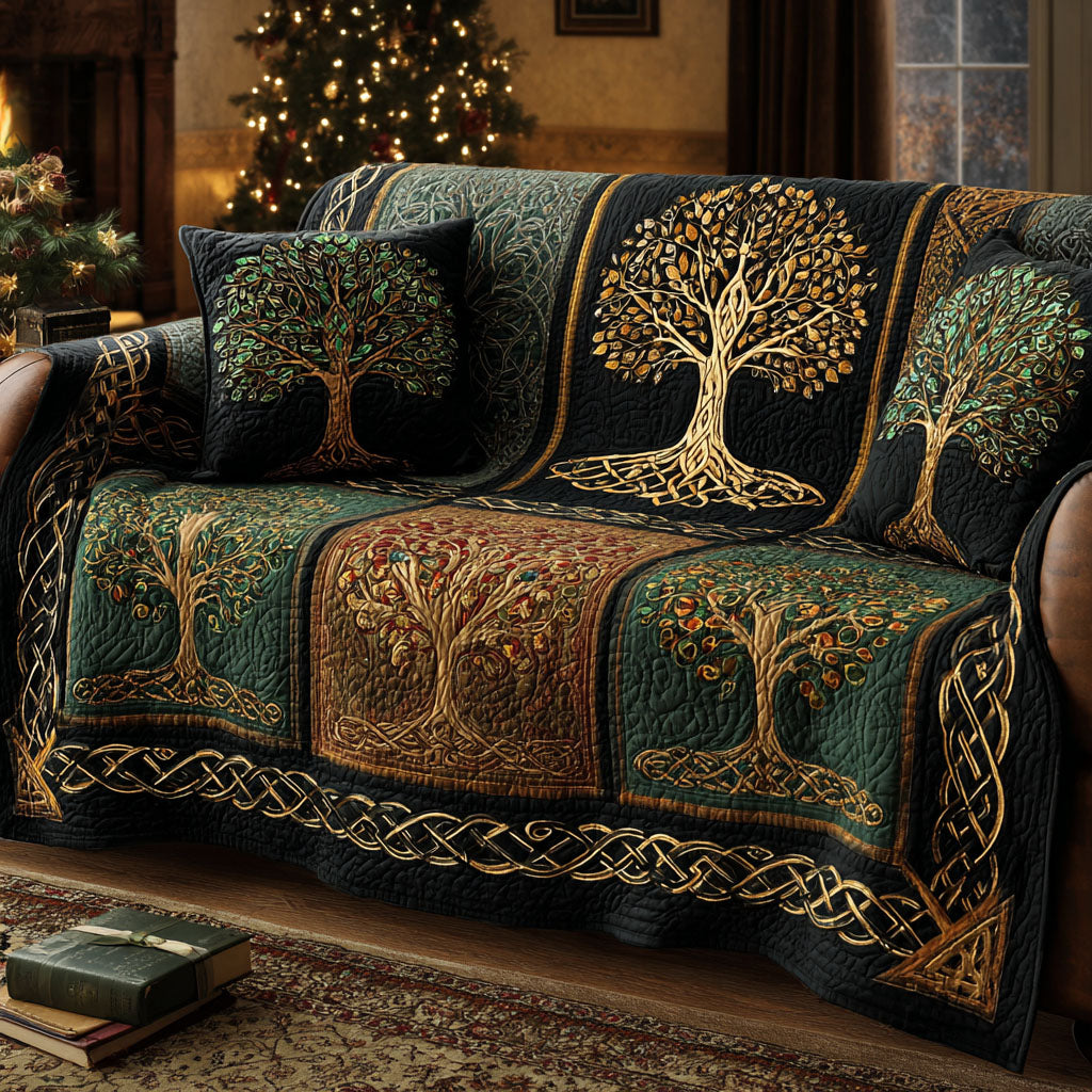 Celestial Tree Quilted Sofa Cover Room Decor For Home Gift For New Homeowners - Tradiviet