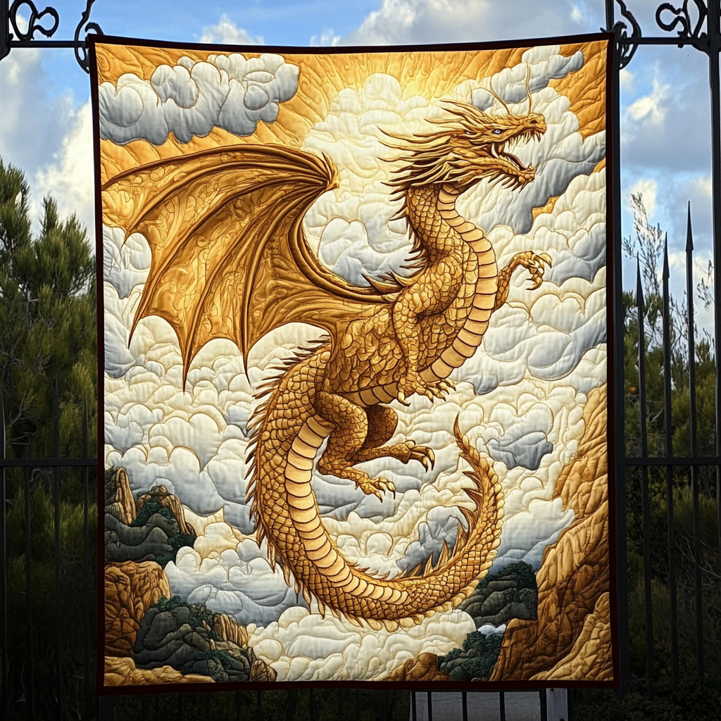 Celestial Wyrm Quilted Blanket Decorations Indoor Gift For Couple - Tradiviet