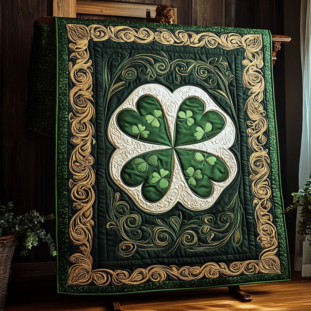 Celtic Clover Charm Quilted Blanket Indoor Decorations Gift For Family - Tradiviet