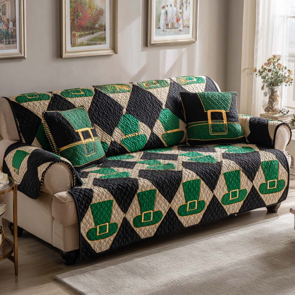 Celtic Patchwork Quilted Sofa Cover Warm Room Decor New Home Gift Ideas - Tradiviet