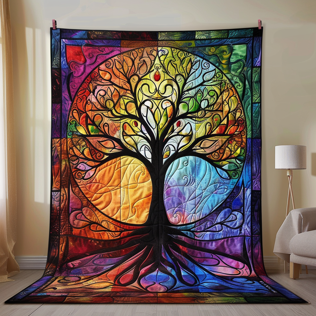 Celtic Tree of Life Art Quilted Blanket Living Room Decor Gift For Him - Tradiviet