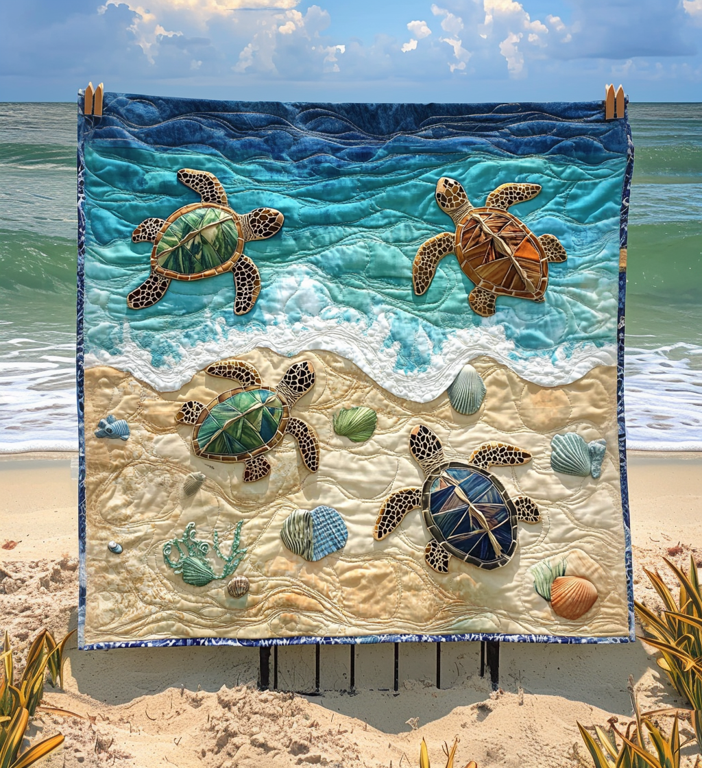 Ceramic Turtle Art Quilted Blanket Room Decor Ideas Gift For Women - Tradiviet