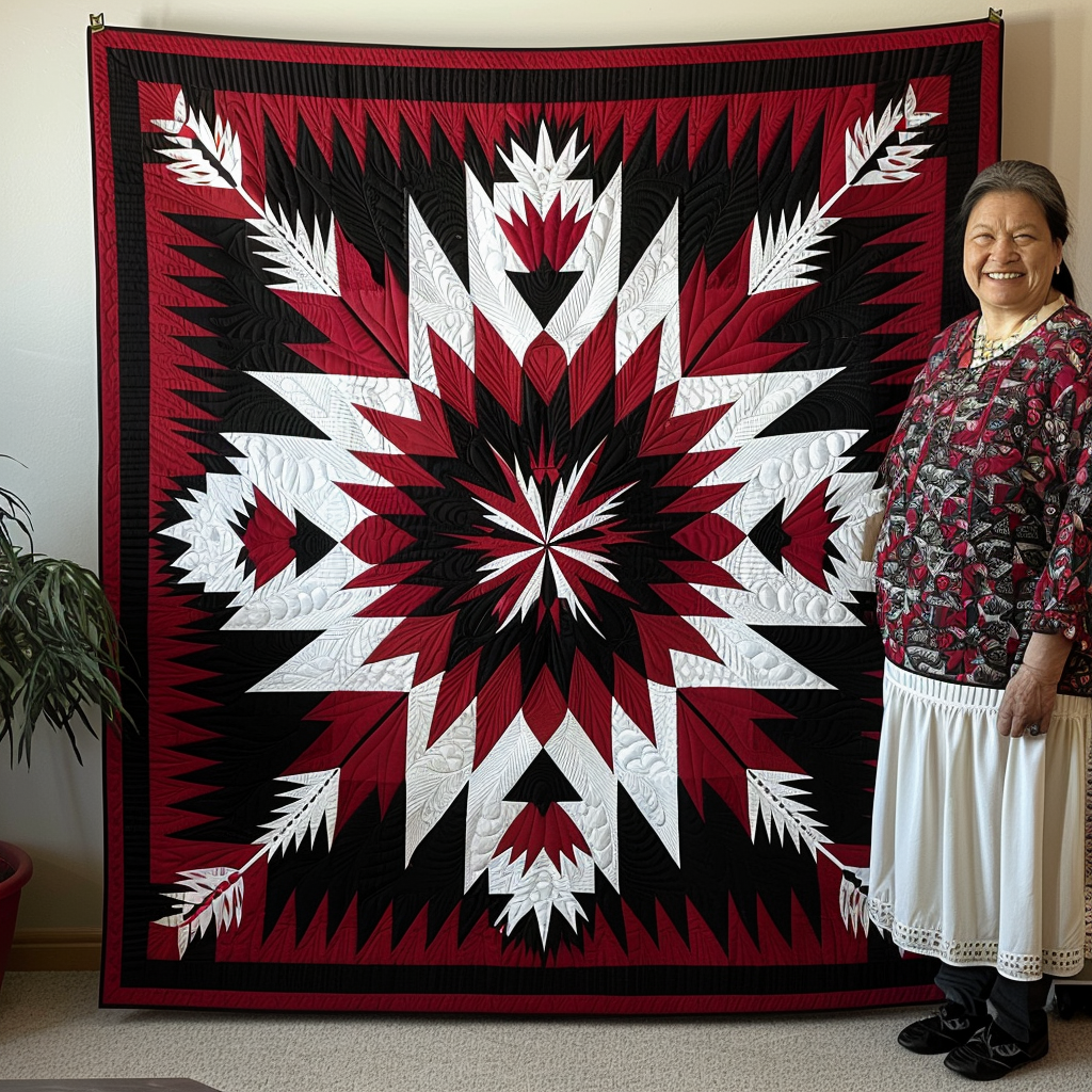 Ceremonial Feather Quilted Blanket Home Good Decoration Gift For Decor Home - Tradiviet