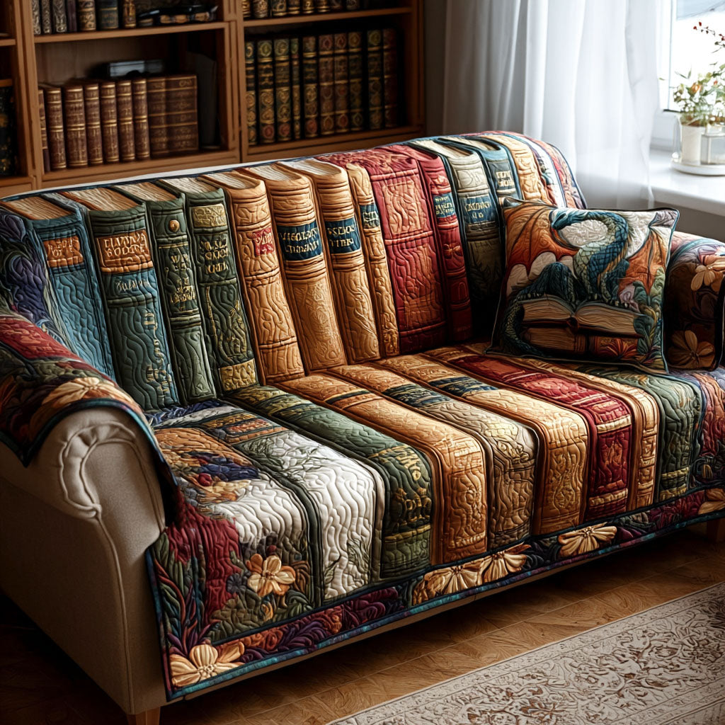 Chapter by Chapter Quilted Sofa Cover Interior Room Decor Gift For House Lover - Tradiviet