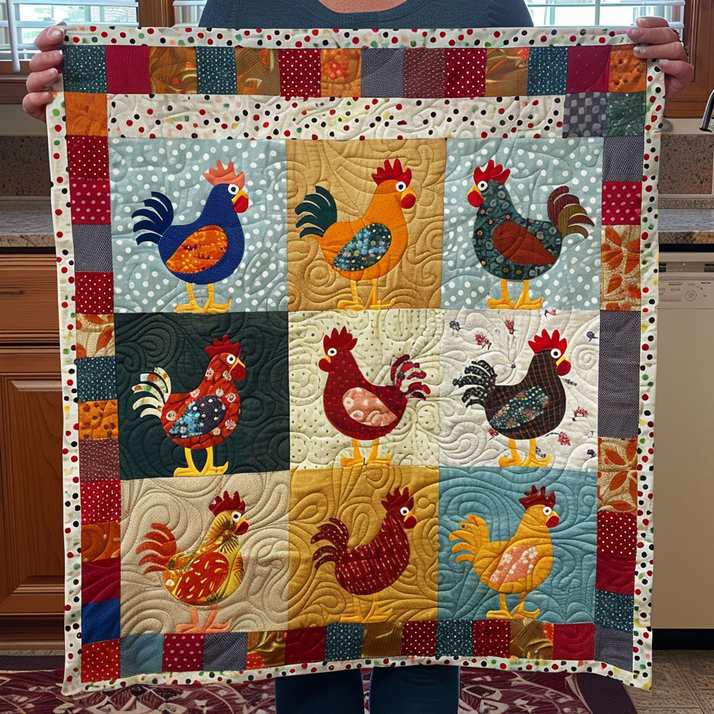 Charming Chicken Dots Quilted Blanket Room Decor Gift For Home Lover - Tradiviet