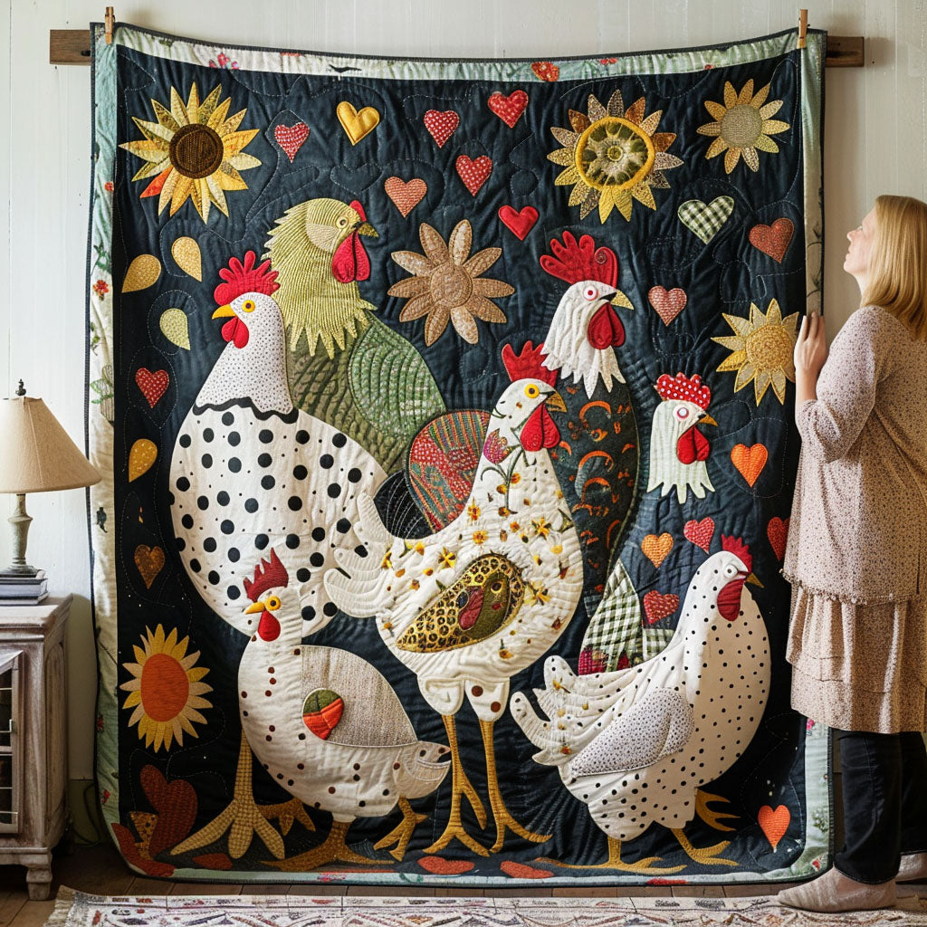 Charming Chickens Quilted Blanket House Decorations Inside Gift For Housewarming - Tradiviet