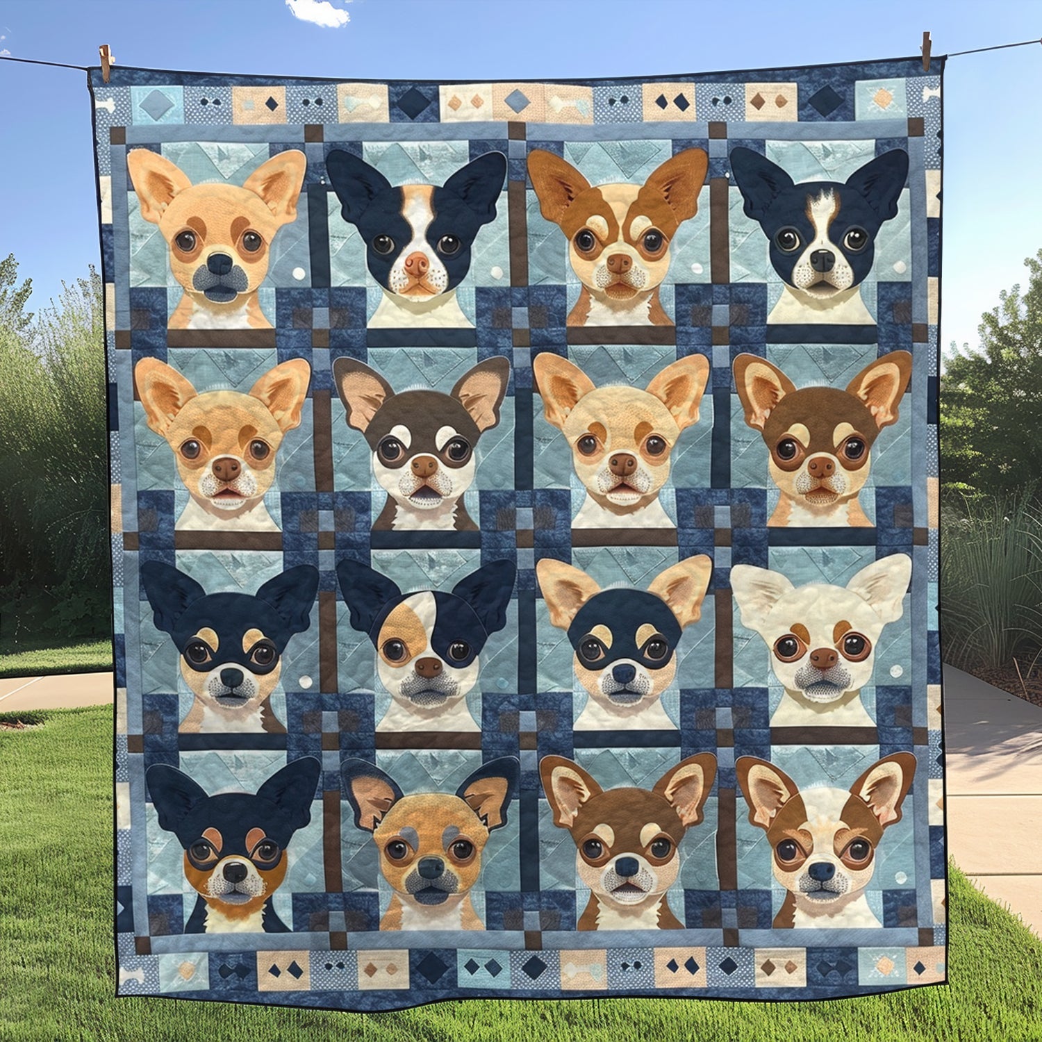 Charming Chihuahua Quilted Blanket Room Decorations Gift For Apartment Decor - Tradiviet