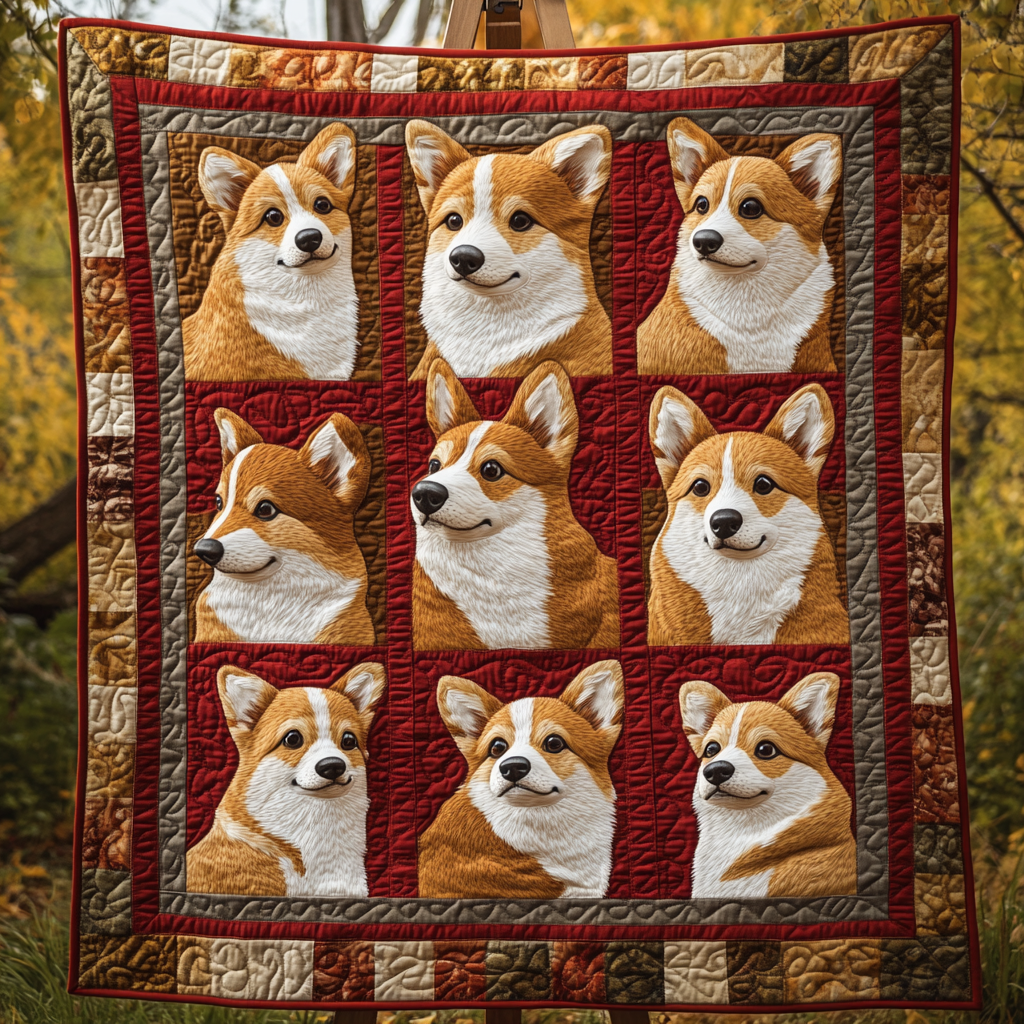 Charming Corgi Smile Quilted Blanket 4Th Of July Gift For Aesthetic Room - Tradiviet