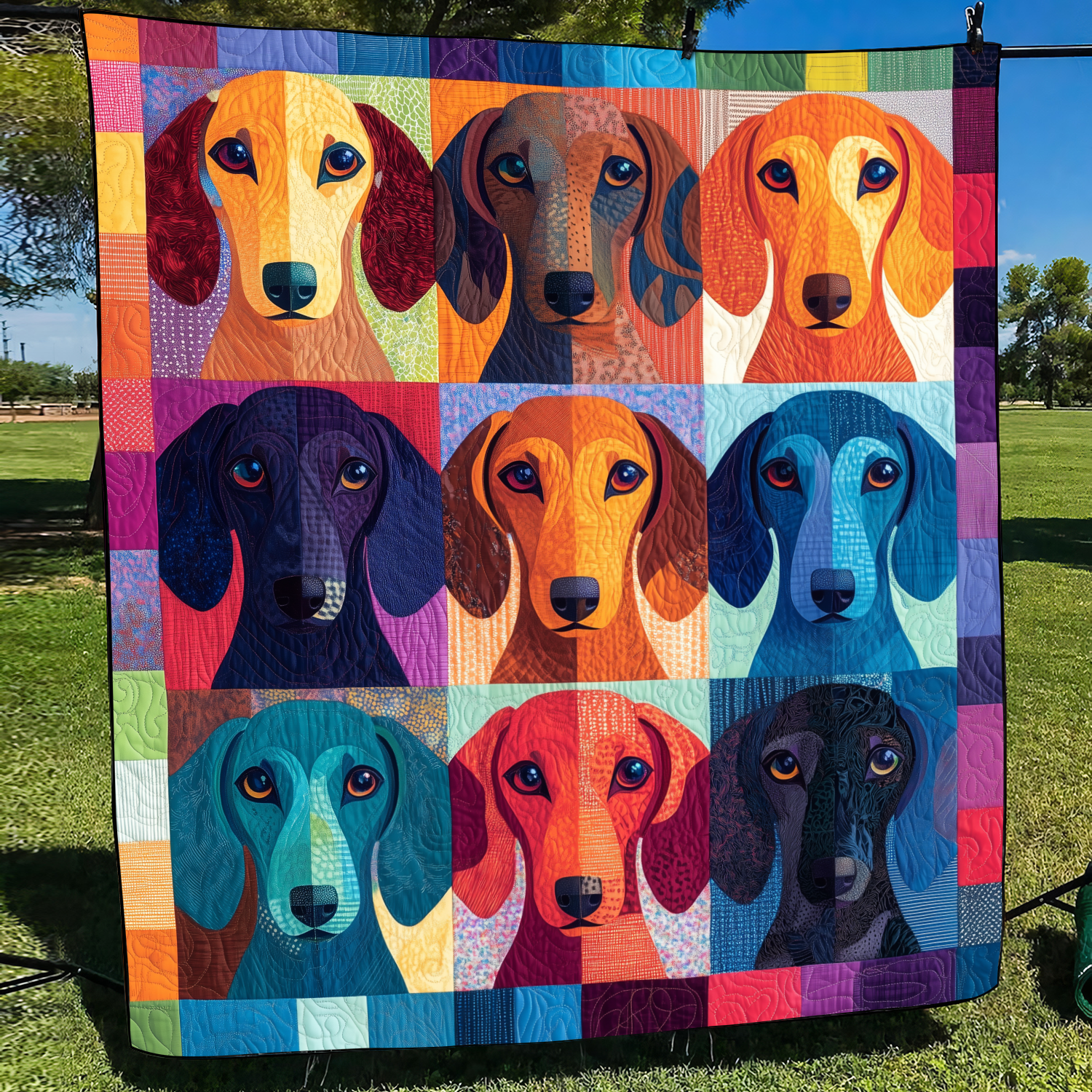 Charming Dachshund Quilted Blanket 4Th Of July Apparel Gift For Home Accent - Tradiviet