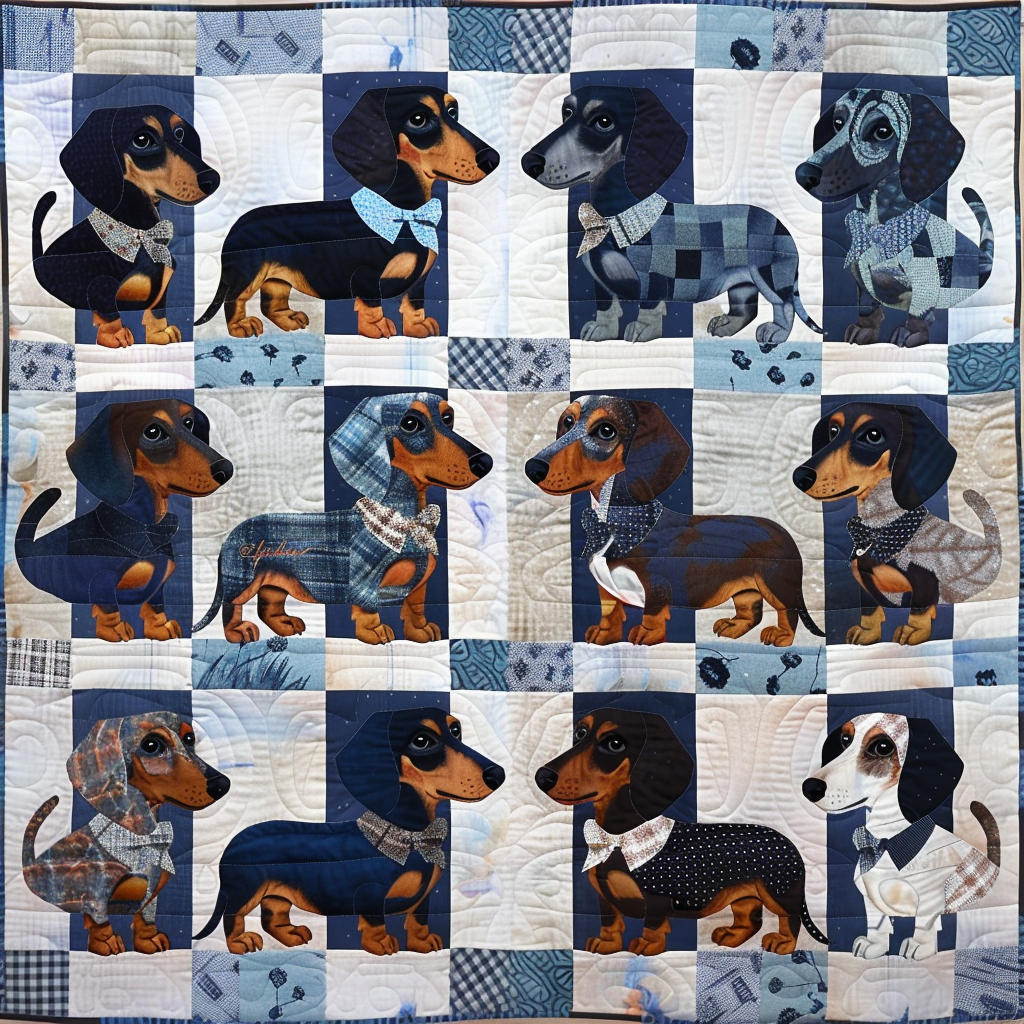Charming Dachshunds Quilted Blanket 4Th Of July Clothes Gift For Table Decor - Tradiviet