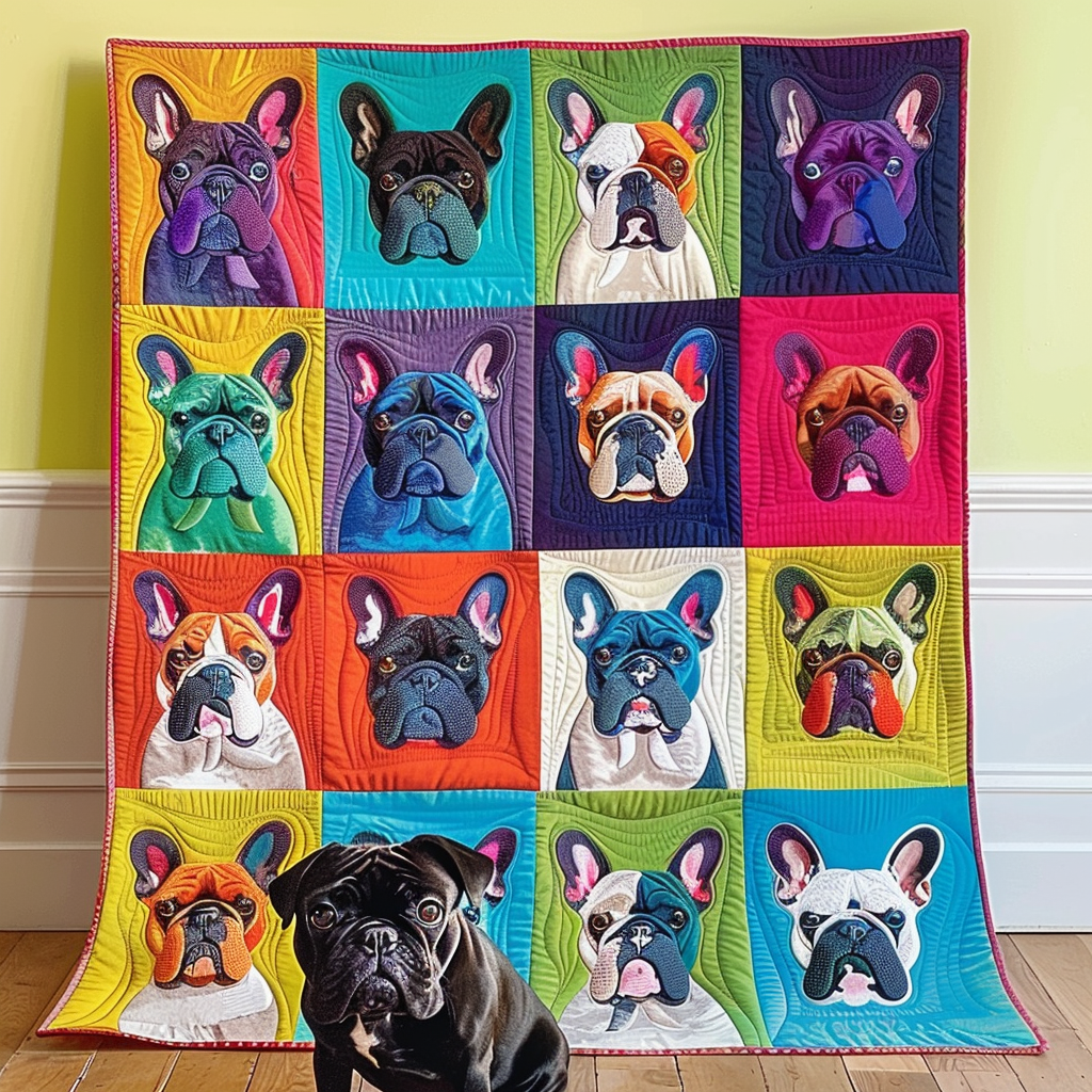 Charming French Bulldog Quilted Blanket Best 4Th Of July Patriotic Gifts Ideas - Tradiviet