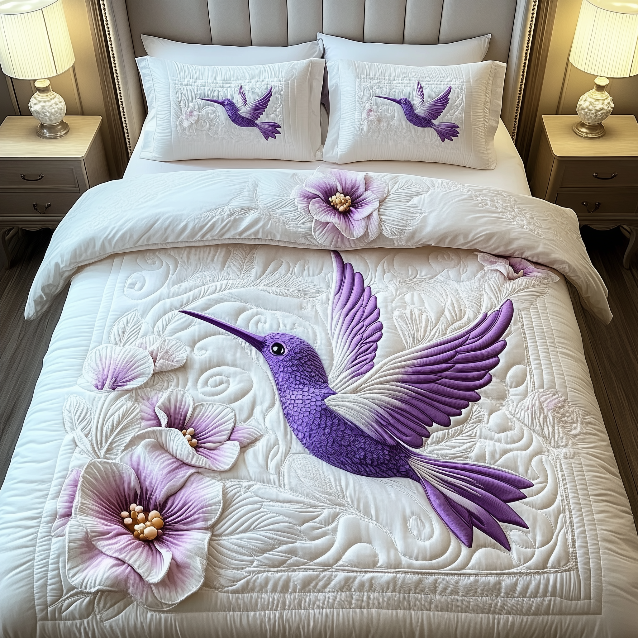 Charming Hummingbird Quilted Bedding Set Charming Hummingbird Inspiration Best Gifts - Tradiviet