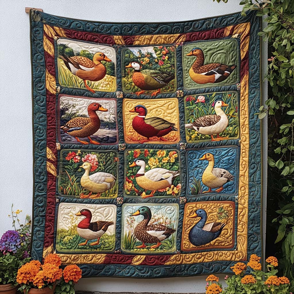 Charming Pond Ducks Quilted Blanket Fourth Of July Unique Patriotic Gifts - Tradiviet