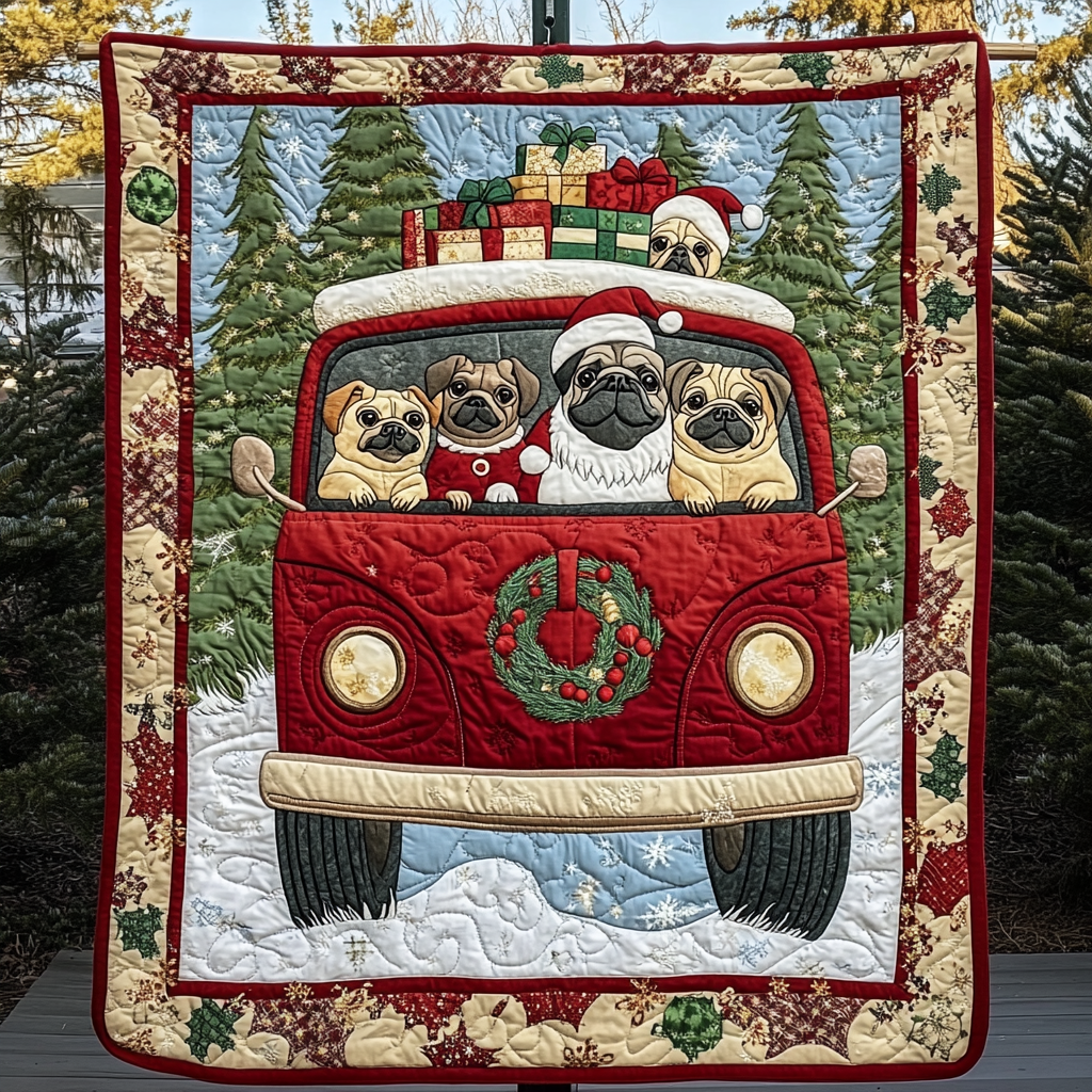 Charming Pug Faces Quilted Blanket In God We Trust Patriotic Gifts For Women - Tradiviet