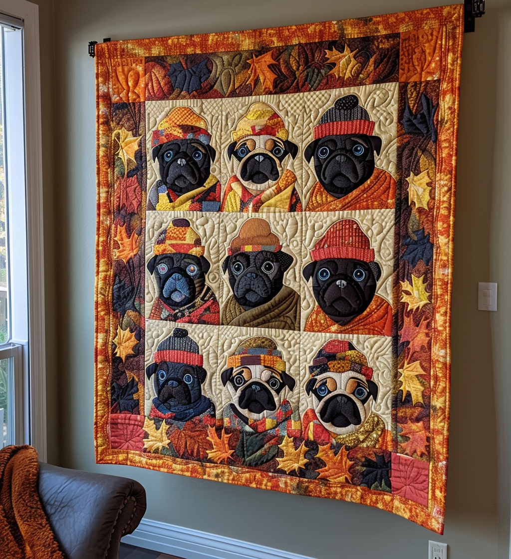 Charming Pugs Quilted Blanket Independence Day 2026 Patriotic Birthday Gifts - Tradiviet