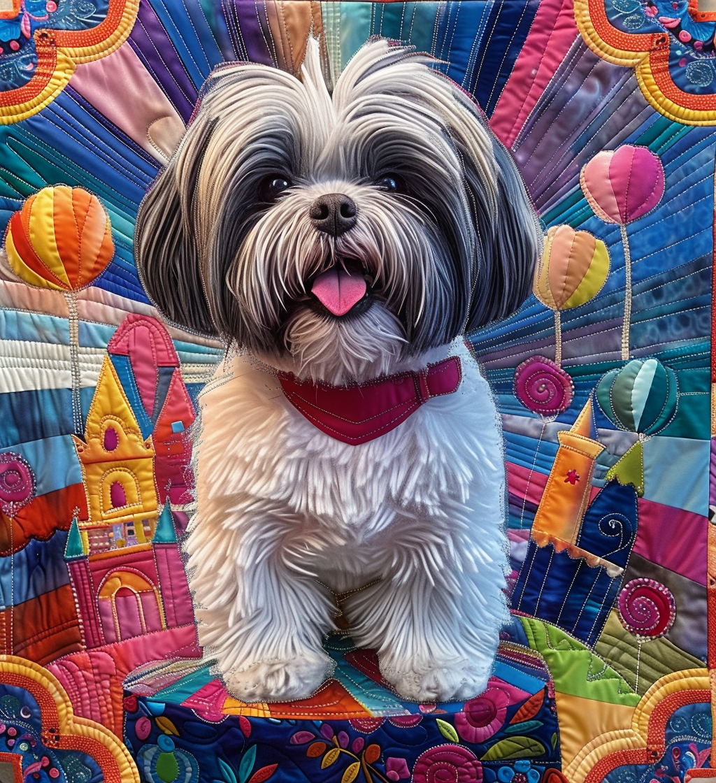 Cheerful Canine Quilted Blanket USA 250 Years Of Freedom Gift For Mom - Tradiviet