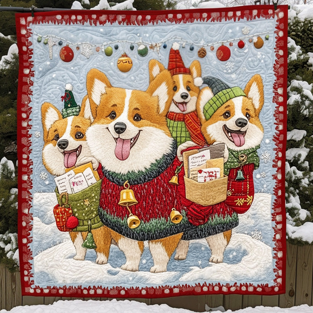 Cheerful Corgi Squad Quilted Blanket USA 250Th Anniversary Gift For Wife - Tradiviet