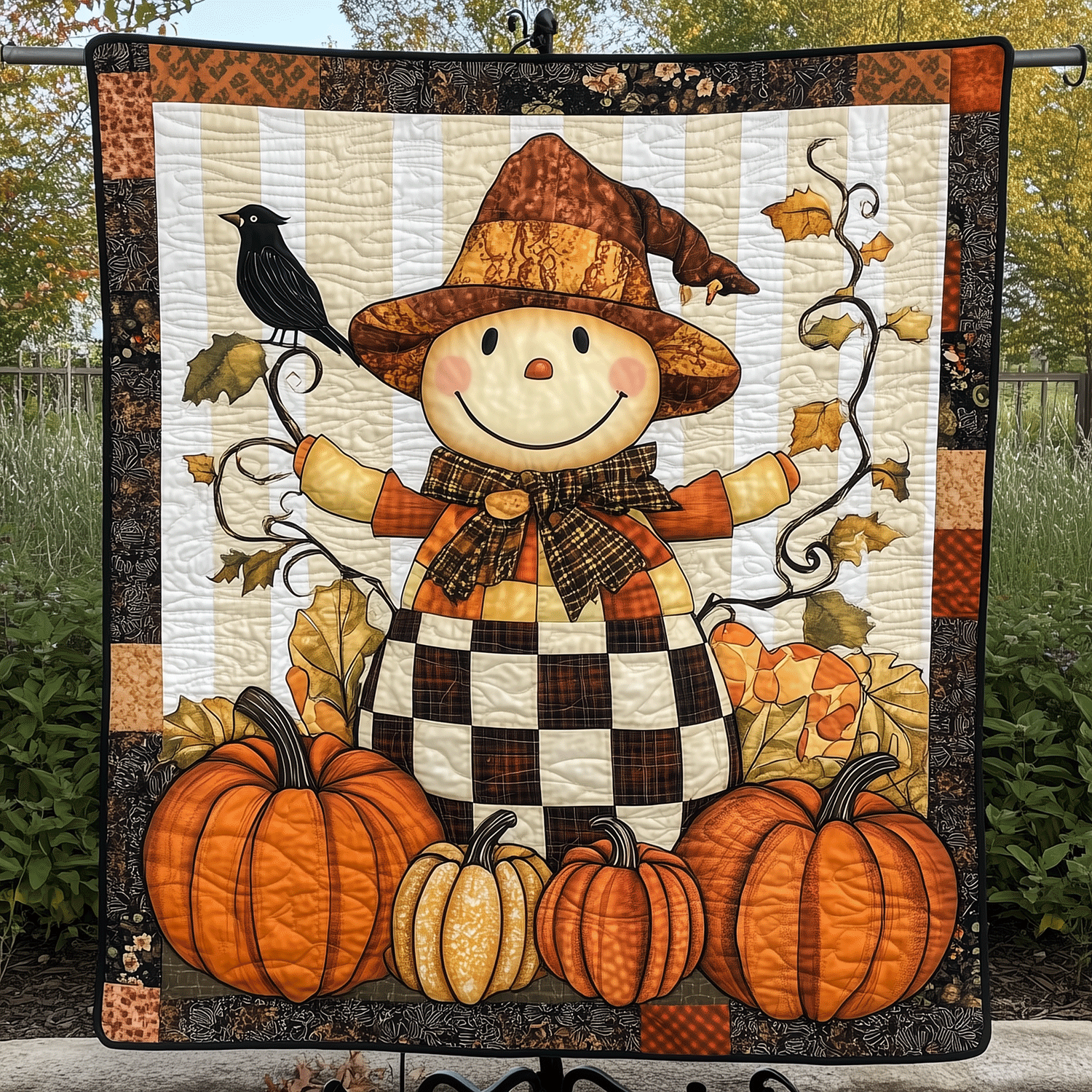 Cheerful Scarecrow Quilted Blanket Home Decor Gift For Uncle - Tradiviet