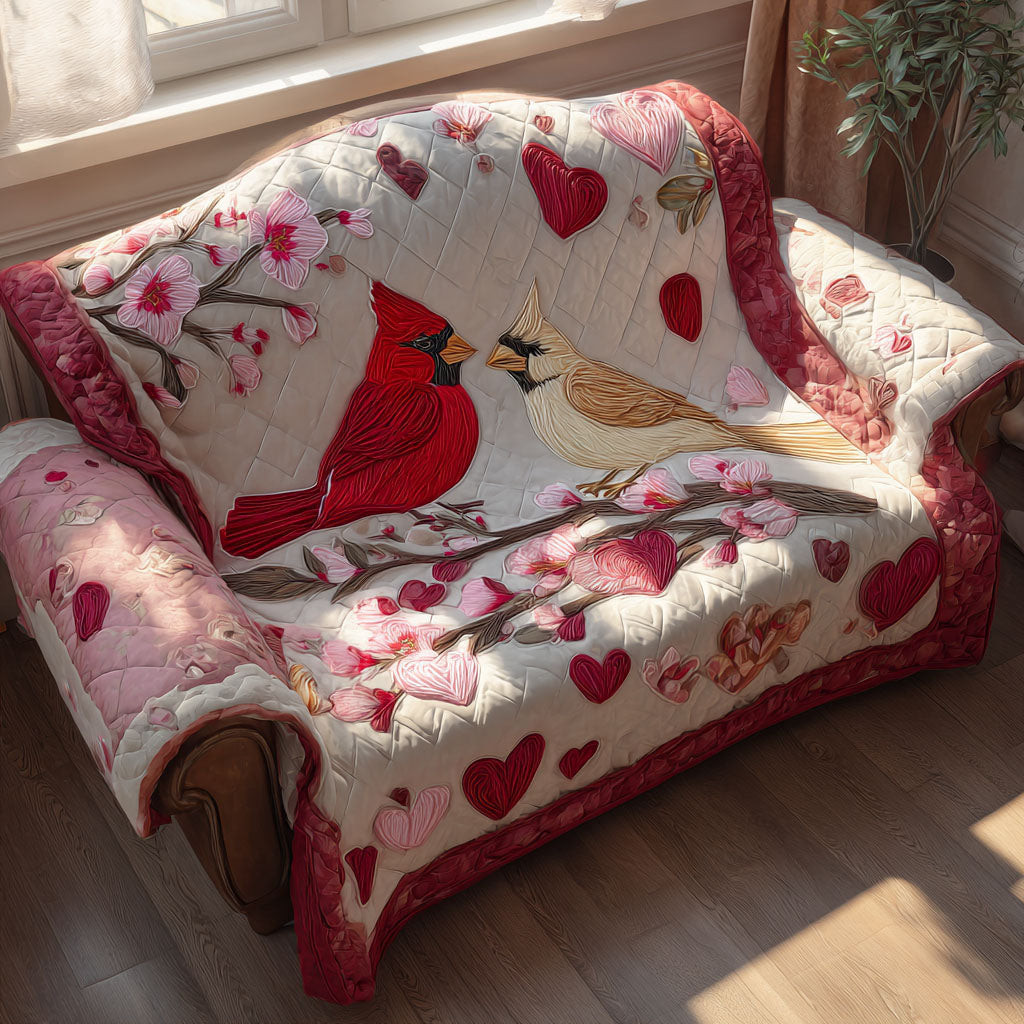 Cherry Blossom Love Quilted Sofa Cover Best Sofa Slipcovers Cardinal Christmas Gift Ideas - Tradiviet