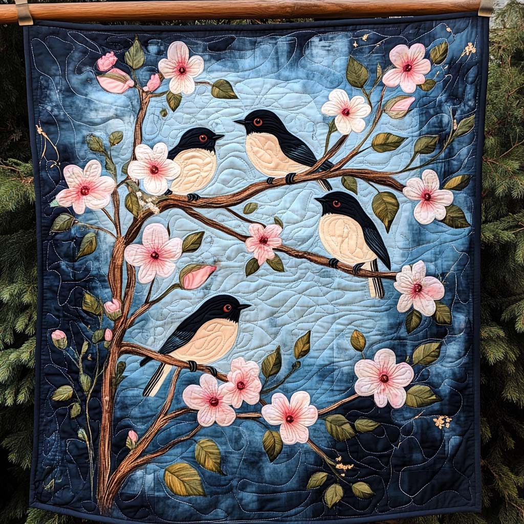 Cherry Blossoms Quilted Blanket Vacation House Decoration Gift For Friend - Tradiviet