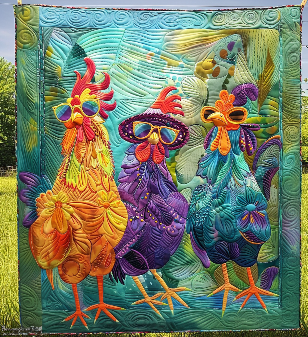 Chic Chicks Quilted Blanket Holiday Home Decor Gift For Him - Tradiviet