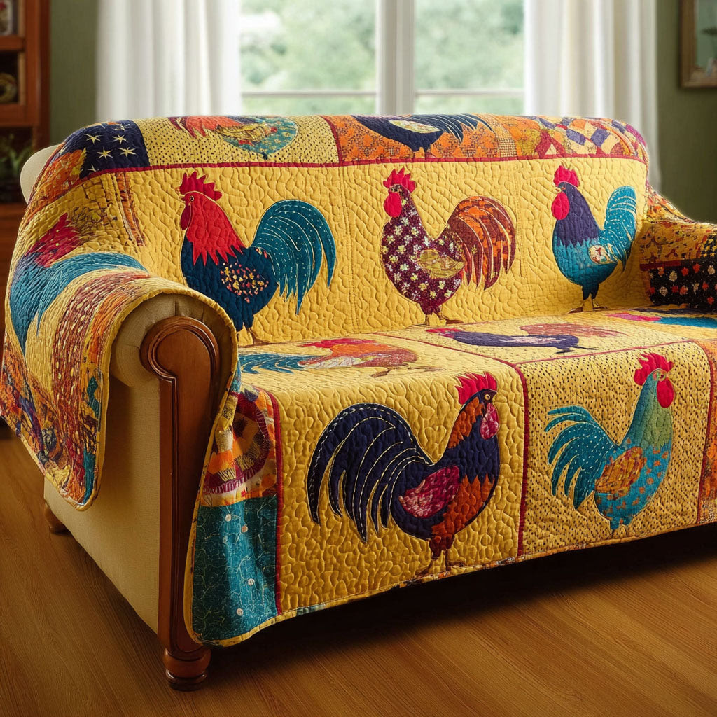 Chicken Garden Quilted Sofa Cover Best Couch Covers Gifts With Chickens On Them - Tradiviet