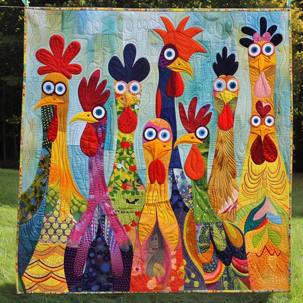Chicken Vibrant Village Quilted Blanket Home Good Decoration Gift For Room Decor - Tradiviet