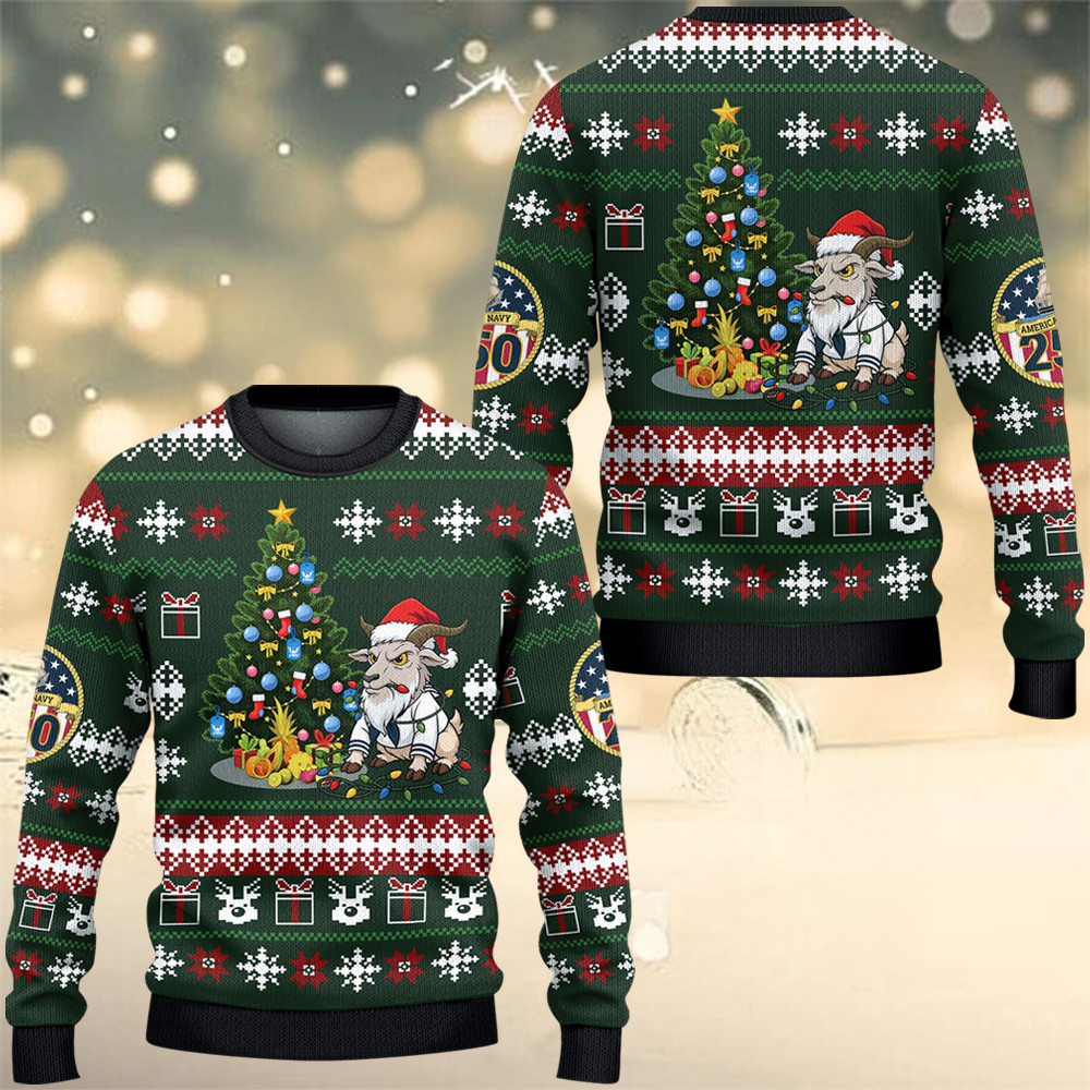 Chief Goat US Navy 250Th Anniversary Ugly Christmas Sweater Xmas Gifts For Navy Veterans - Tradiviet - Image 2