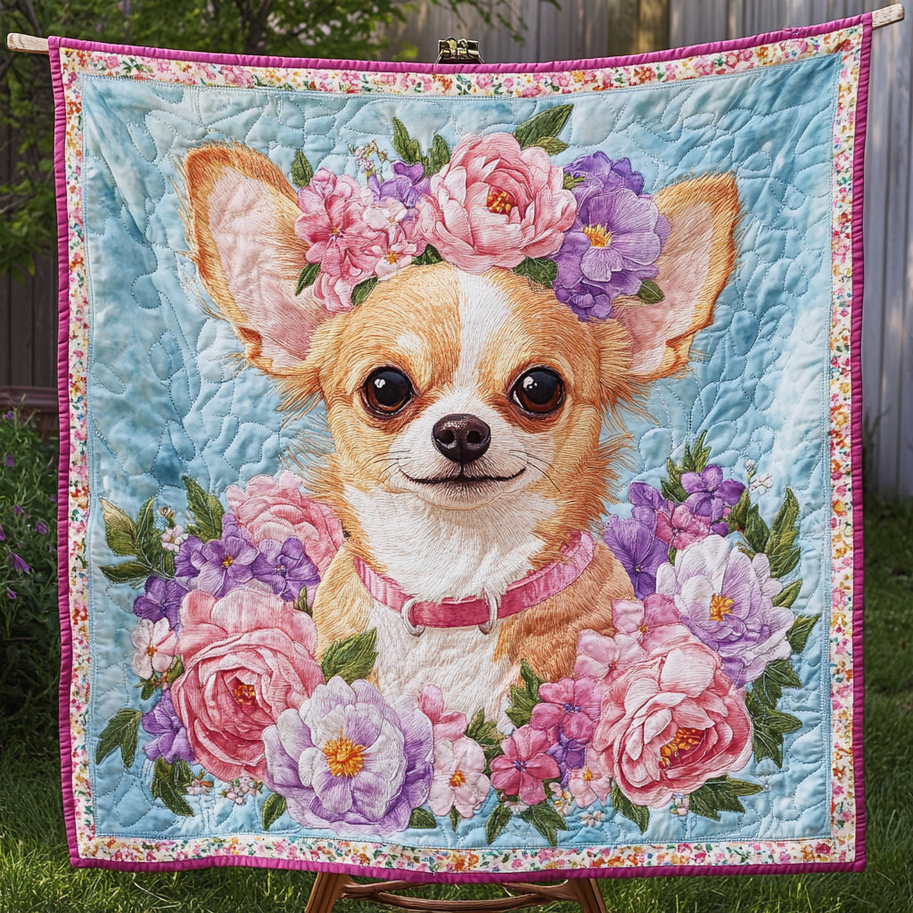 Chihuahua Charm Quilted Blanket Aesthetic Room Decor Gift For Bedroom Decor - Tradiviet