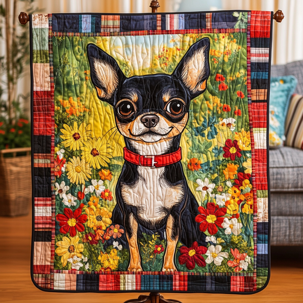 Chihuahua Charm Quilted Blanket Cute Room Decor Gift For Farmhouse Decor - Tradiviet