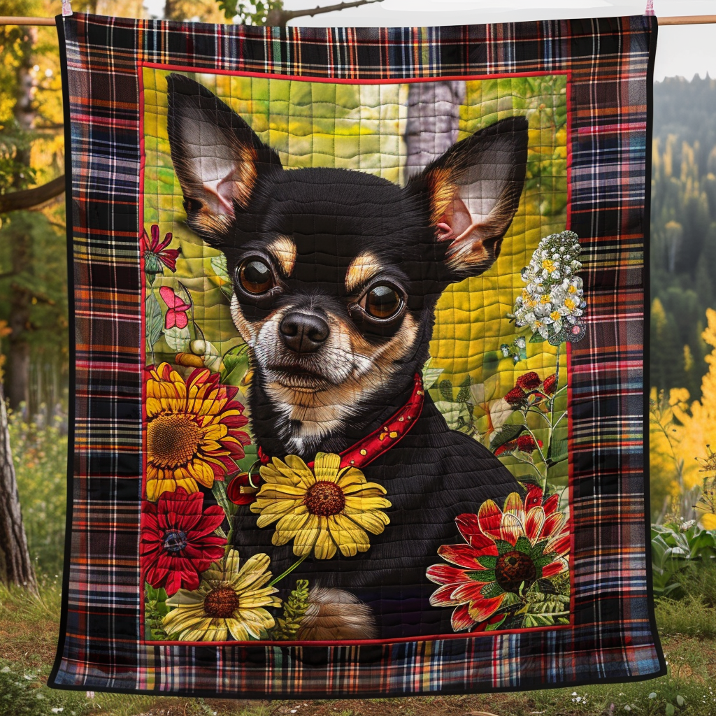 Chihuahua Garden Quilted Blanket Holiday Room Decor Gift For Home Lover - Tradiviet