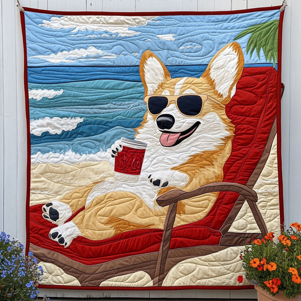 Chill Pup Vibes Quilted Blanket America 250 Years Patriotic Gifts For Him - Tradiviet