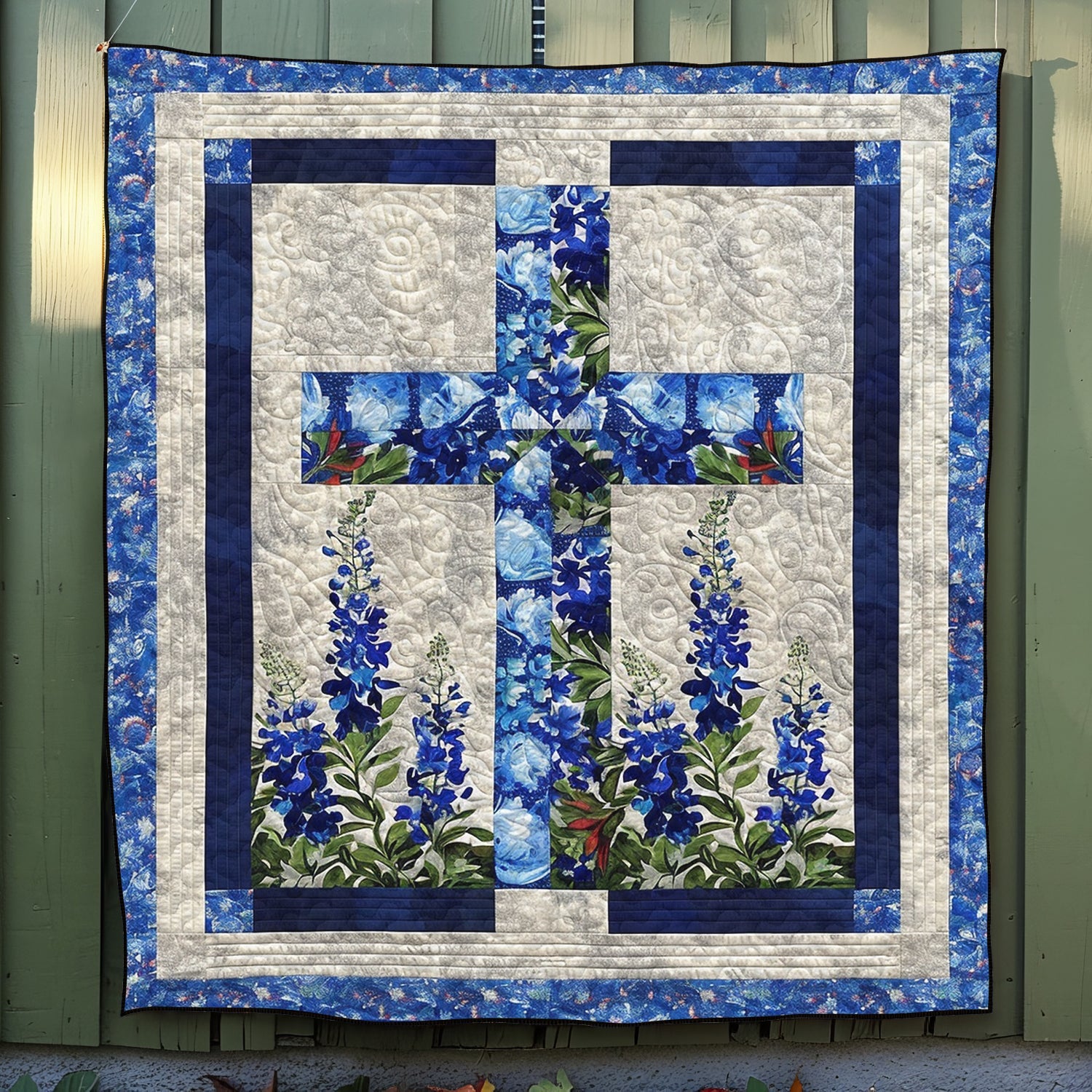 Christian Bluebonnet Quilted Blanket America's Birthday Patriotic Gifts For Dad - Tradiviet