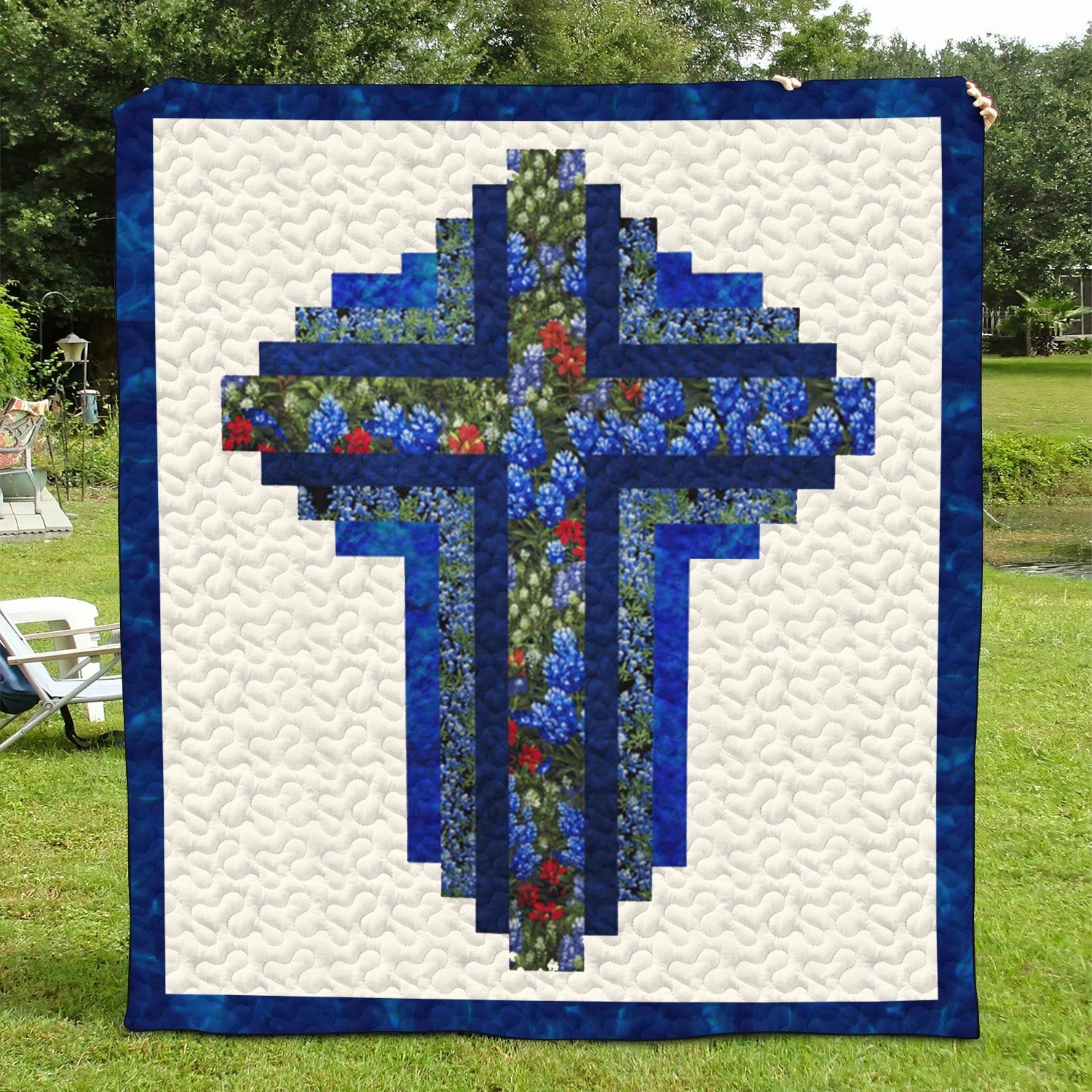 Christian Cross Quilted Blanket American 250 Years Birthday Gifts For Patriotic Dad - Tradiviet