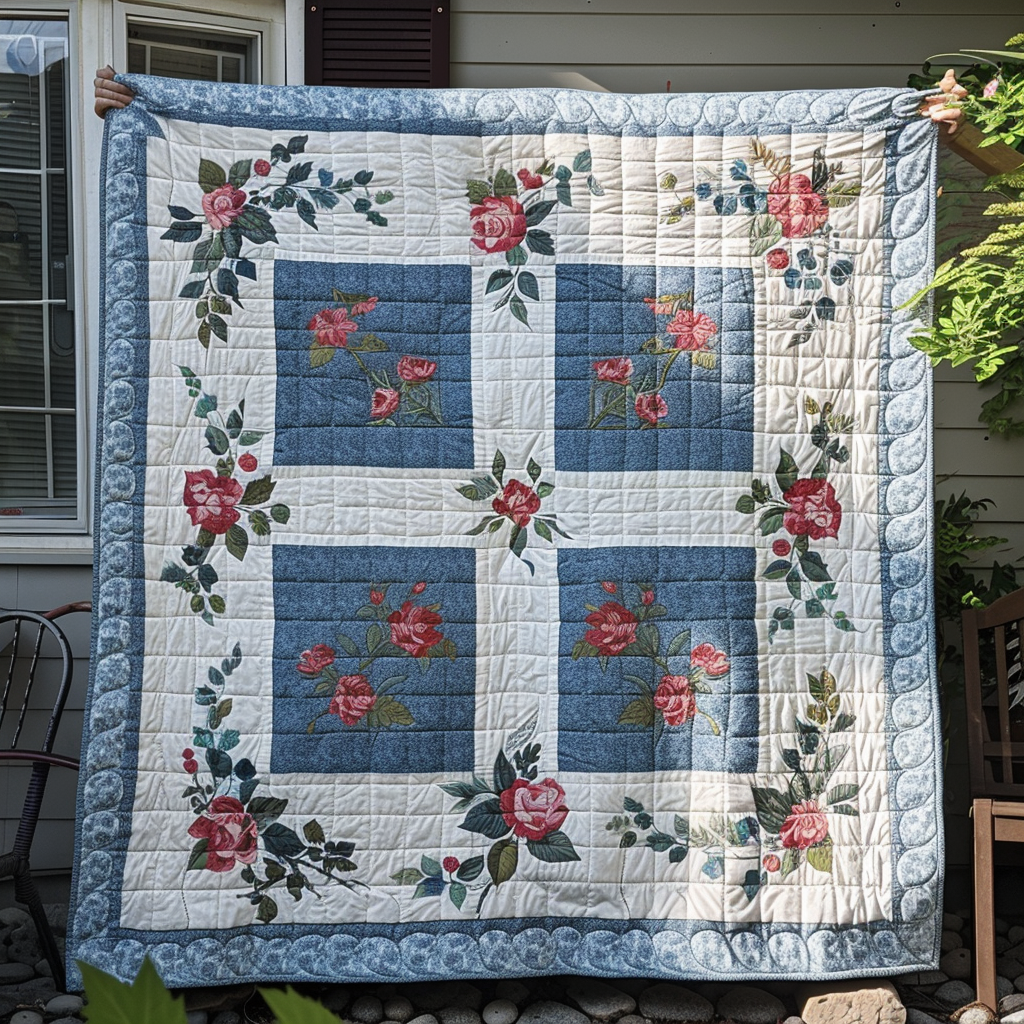 Christian Faithful Roses Quilted Blanket Best 4Th Of July Gifts For A Patriotic Person - Tradiviet