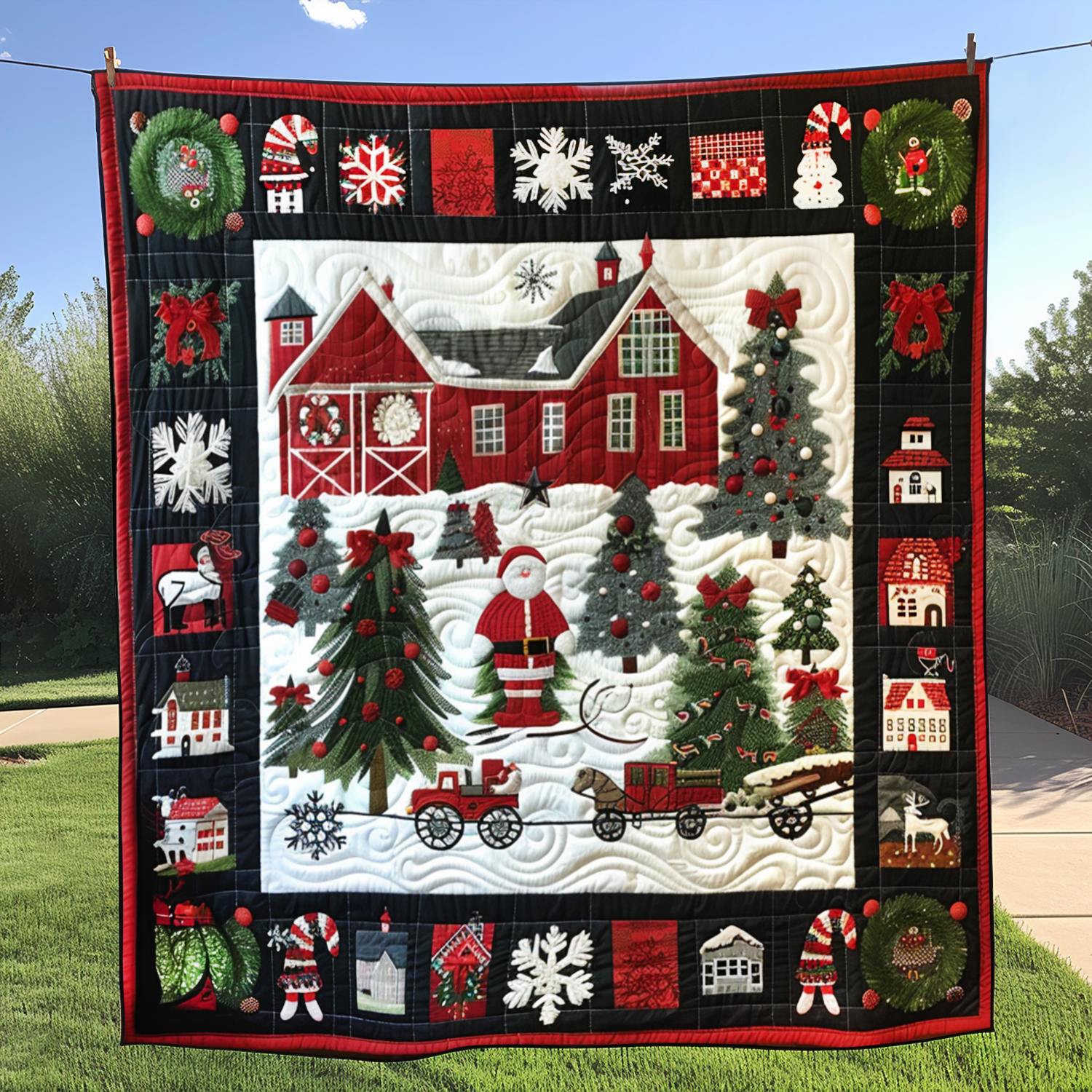 Christmas Barn Quilted Blanket Cute Fourth Of July Patriotic Gifts For Women - Tradiviet