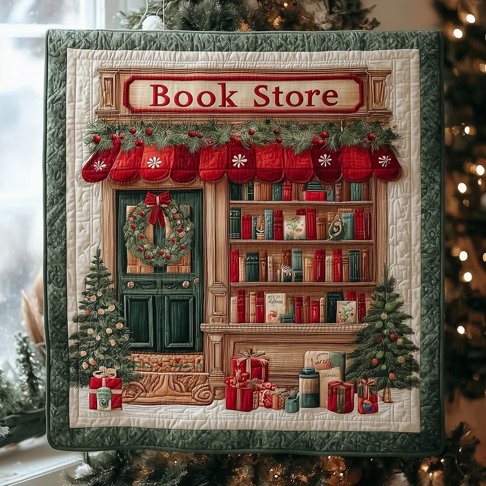 Christmas Book Store Quilted Blanket Good Present Ideas For Book Lovers - Tradiviet