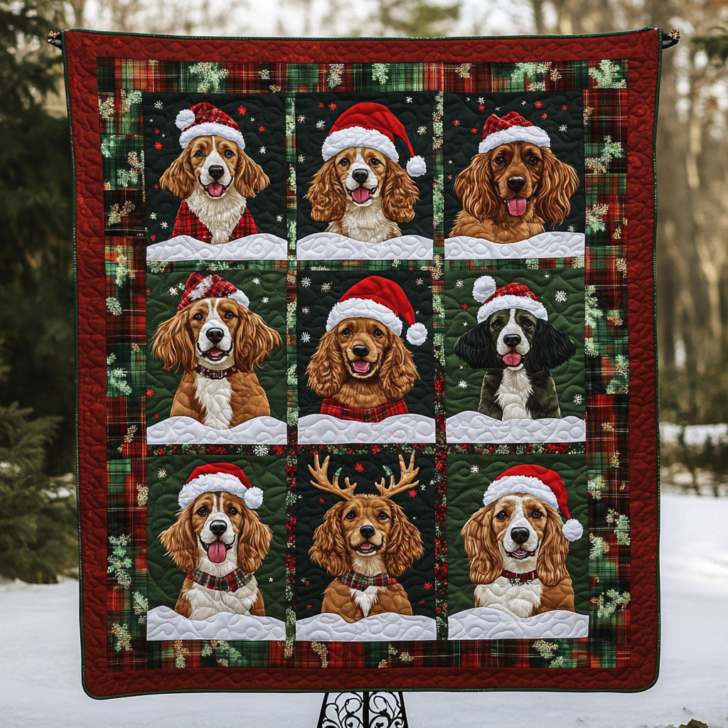 Christmas Canine Cheer Quilted Blanket Independence Day 2026 Patriotic Themed Gifts - Tradiviet