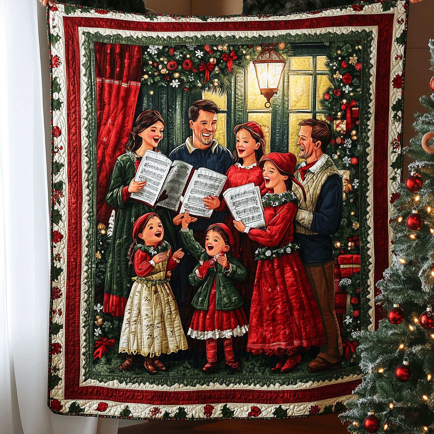 Christmas Caroling Joy Quilted Blanket Independence Day Gift For Patriots - Tradiviet