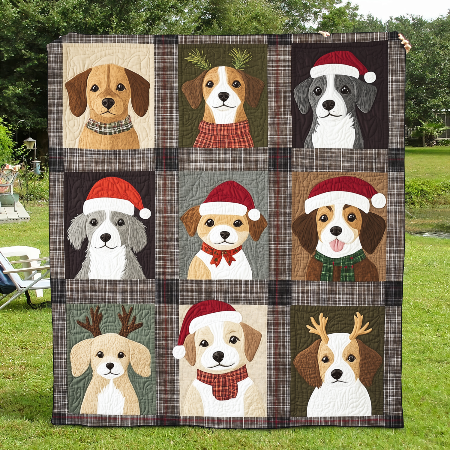 Christmas Dog Joy Quilted Blanket USA 250Th Anniversary Gift For Sister - Tradiviet