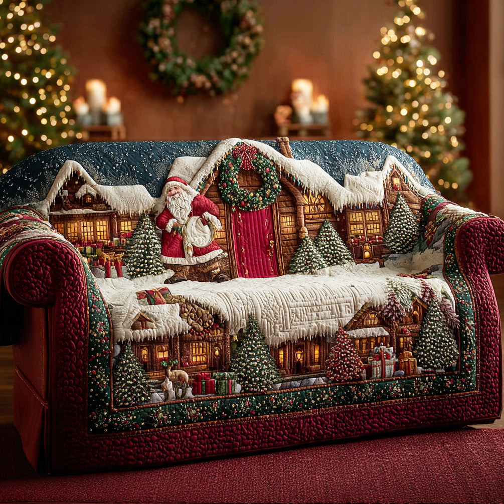 Christmas Dreamland Quilted Sofa Cover Holiday Couch Covers Christmas Presents - Tradiviet
