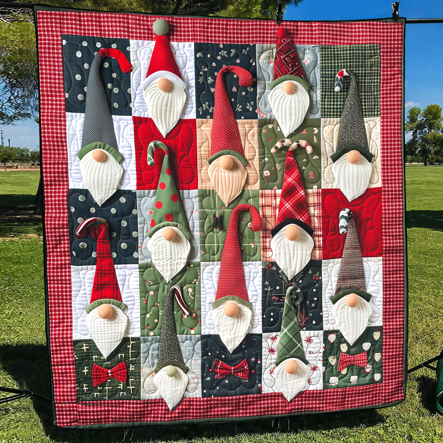 Christmas Gnome Quilted Blanket Home Decor Gift For Papa - Tradiviet