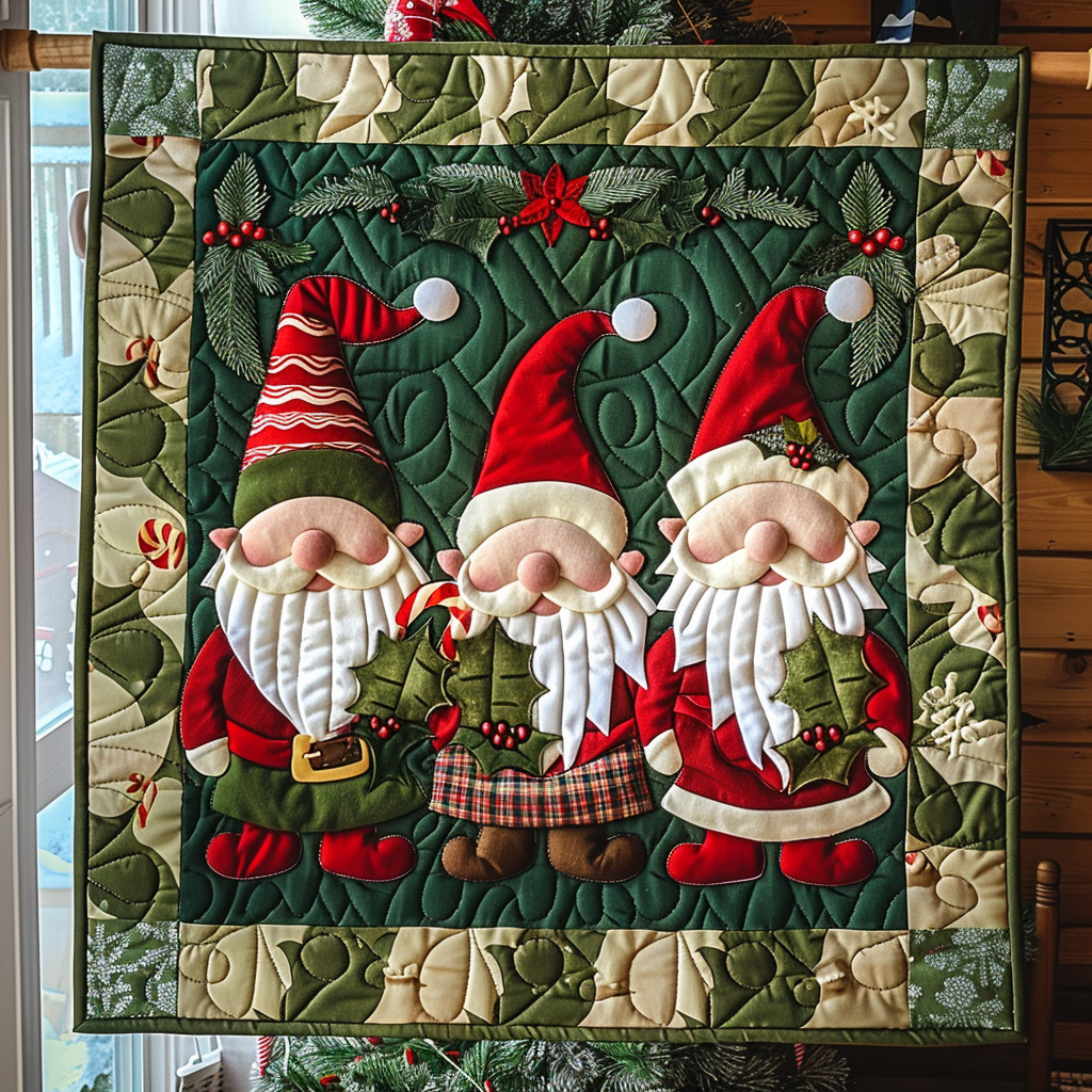 Christmas Gnomes Quilted Blanket Holiday Decorations Gift For Friend - Tradiviet