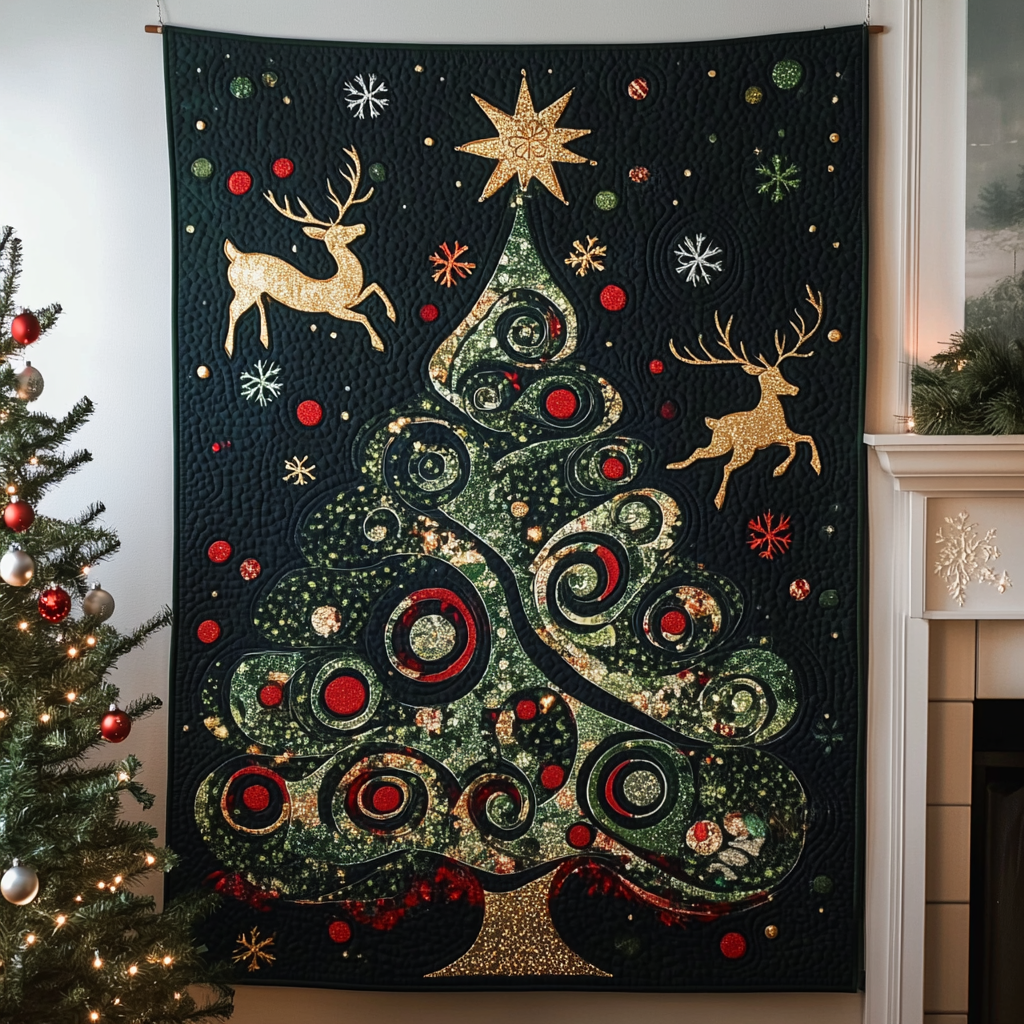 Christmas Night Quilted Blanket Room Decor Gift For Parents - Tradiviet