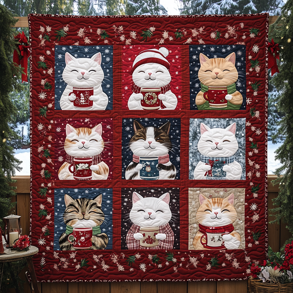 Christmas Paws Quilted Blanket Decorations Indoor Gift For Him - Tradiviet
