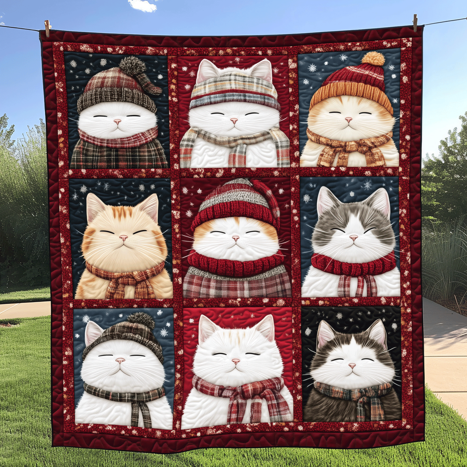 Christmas Paws Quilted Blanket Indoor Decorations Gift For Kids - Tradiviet