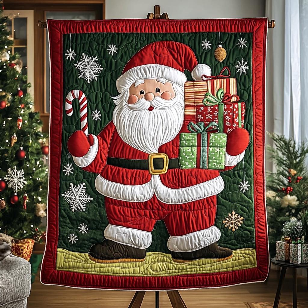 Christmas Santa Quilted Blanket Living Room Decor Gift For Women - Tradiviet