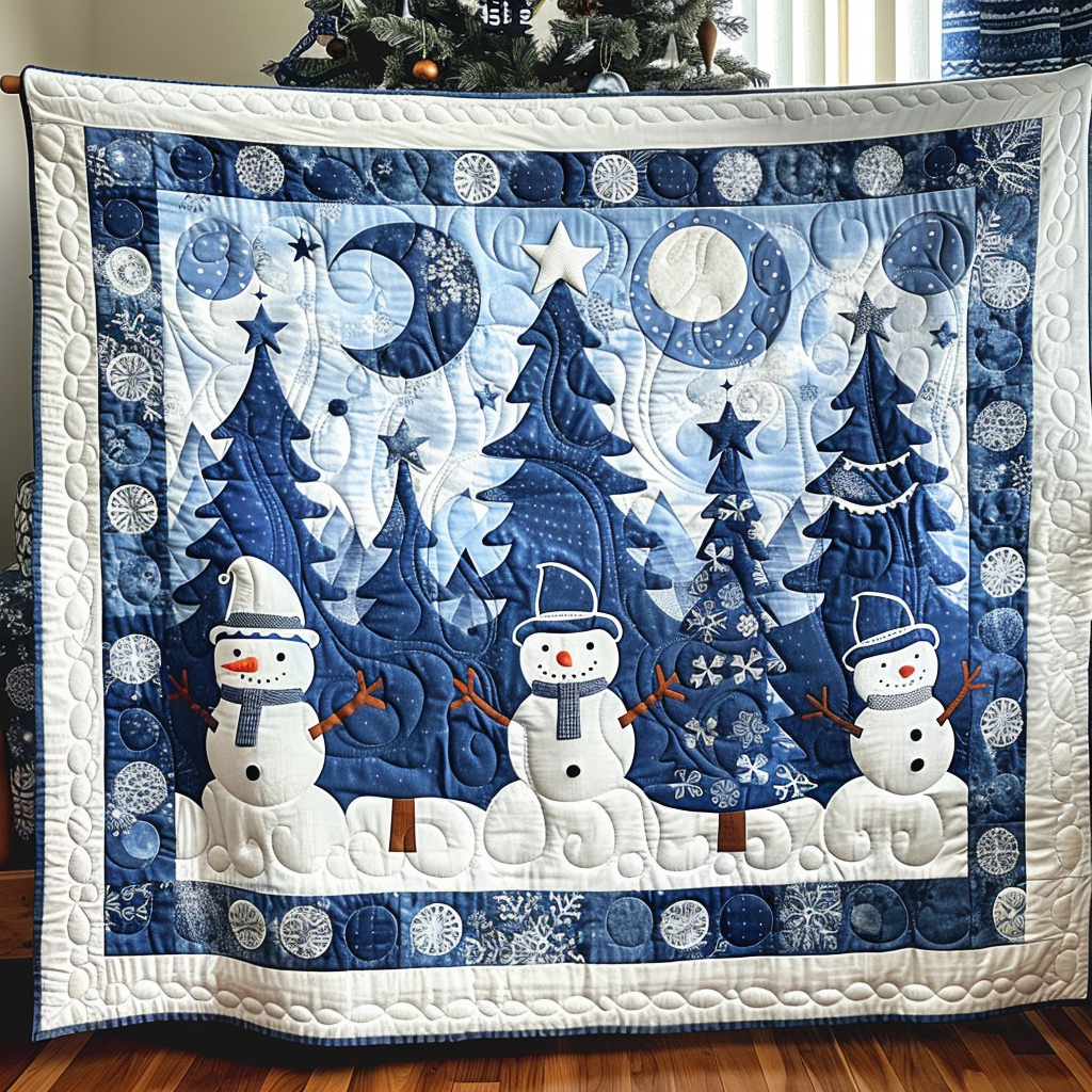 Christmas Snowman Quilted Blanket Indoor Holiday Decorations Gift For Coworker - Tradiviet