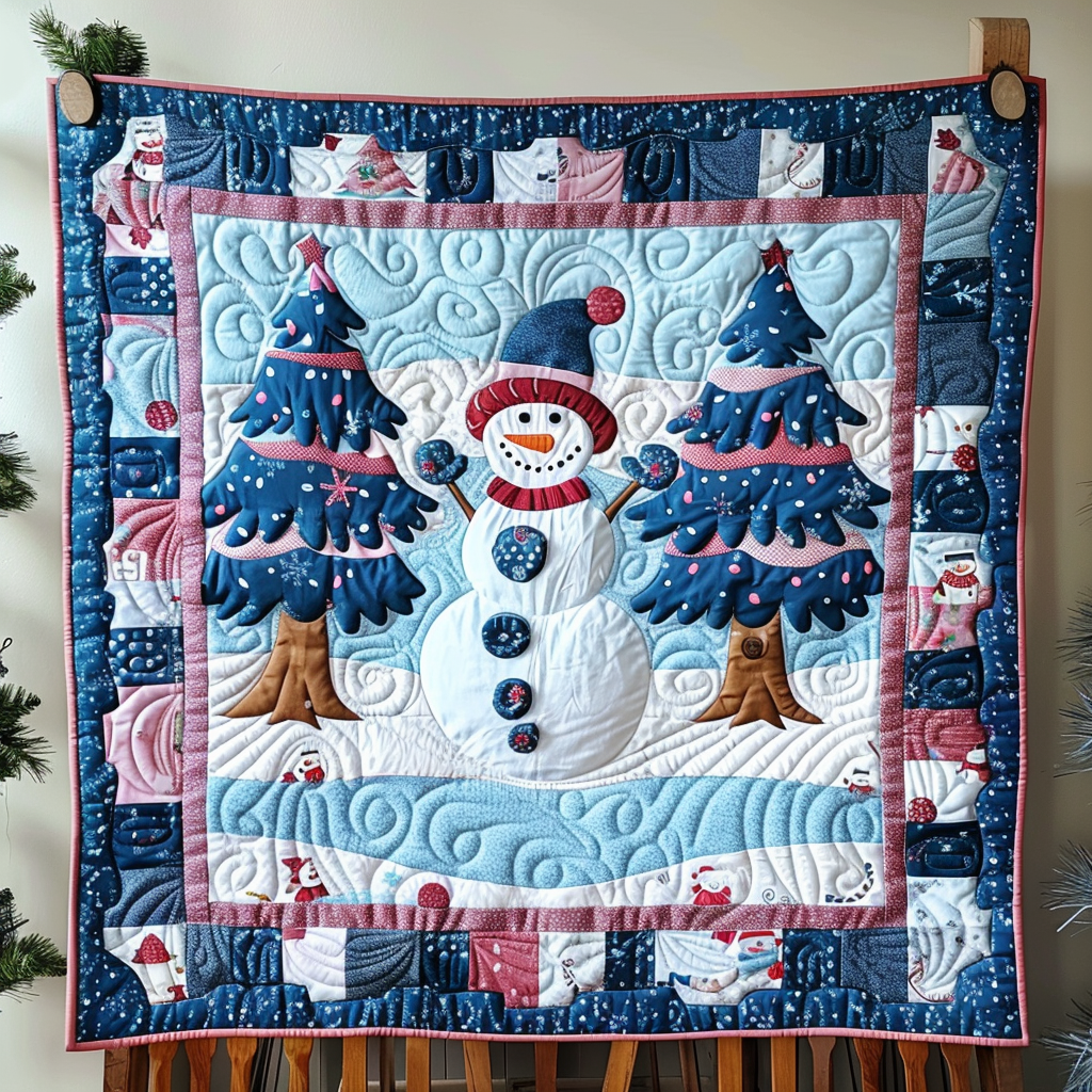 Christmas Snowman Spirit Quilted Blanket Room Decor Ideas Gift For Decor Home - Tradiviet