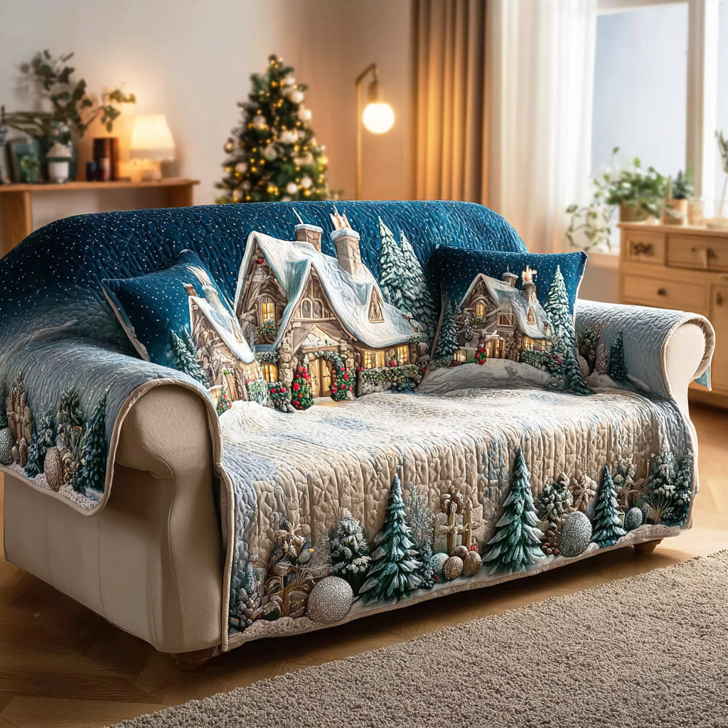 Christmas Starlight Path Quilted Sofa Cover Holiday Living Decorations Unusual Christmas Gifts - Tradiviet